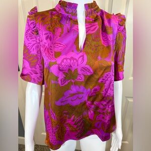 Sugarlips Pink and Brown Floral Top